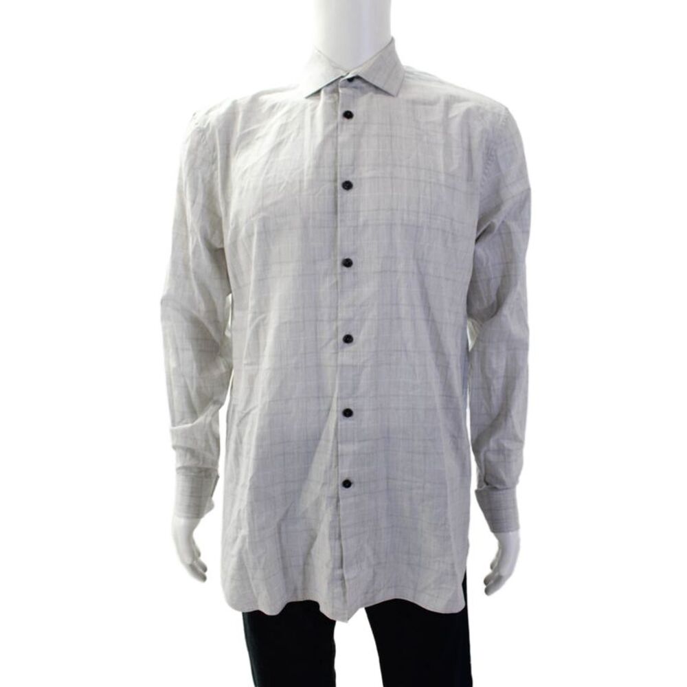 John Varvatos Star USA Mens Striped Long Sleeve Button-Down Shirt Gray Size M